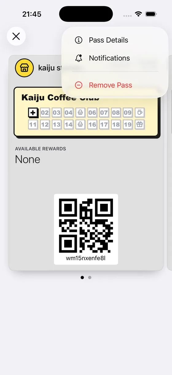 Apple Wallet pass back with Open My Page