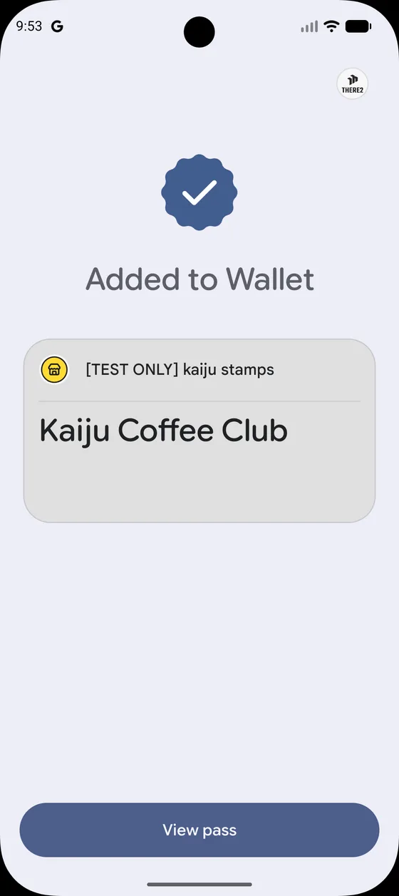 Google Wallet confirmation after adding the pass