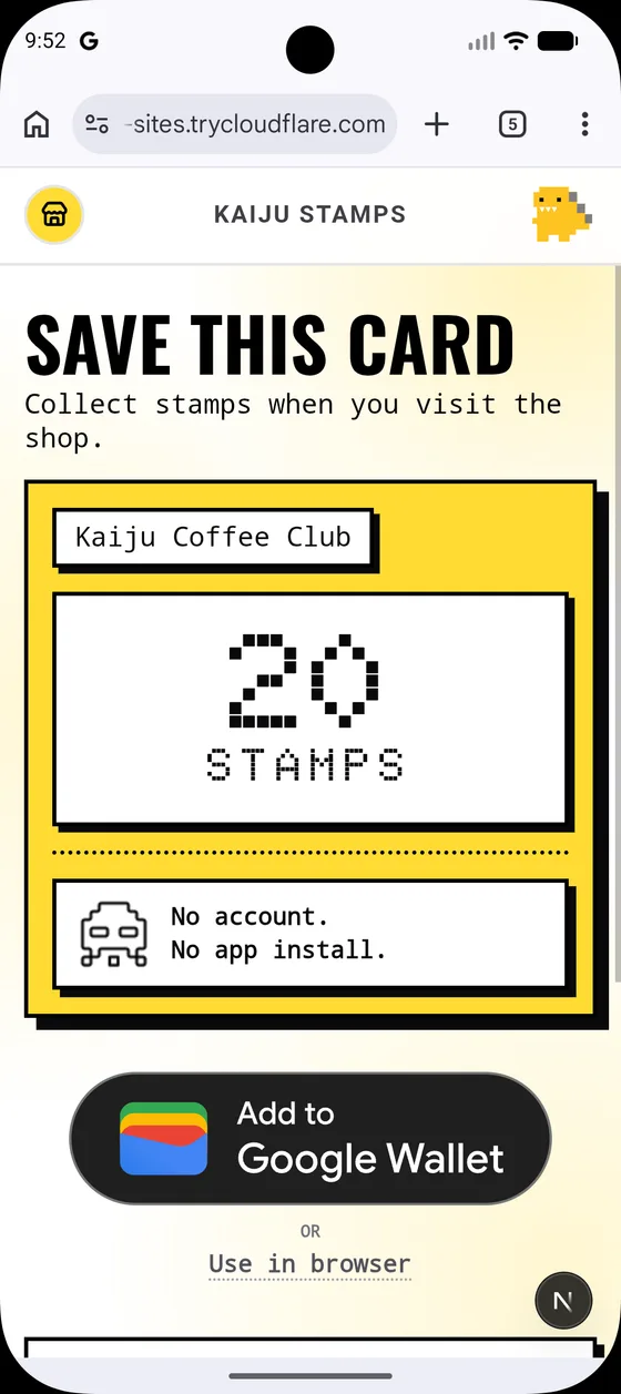 Issuance page with Add to Google Wallet