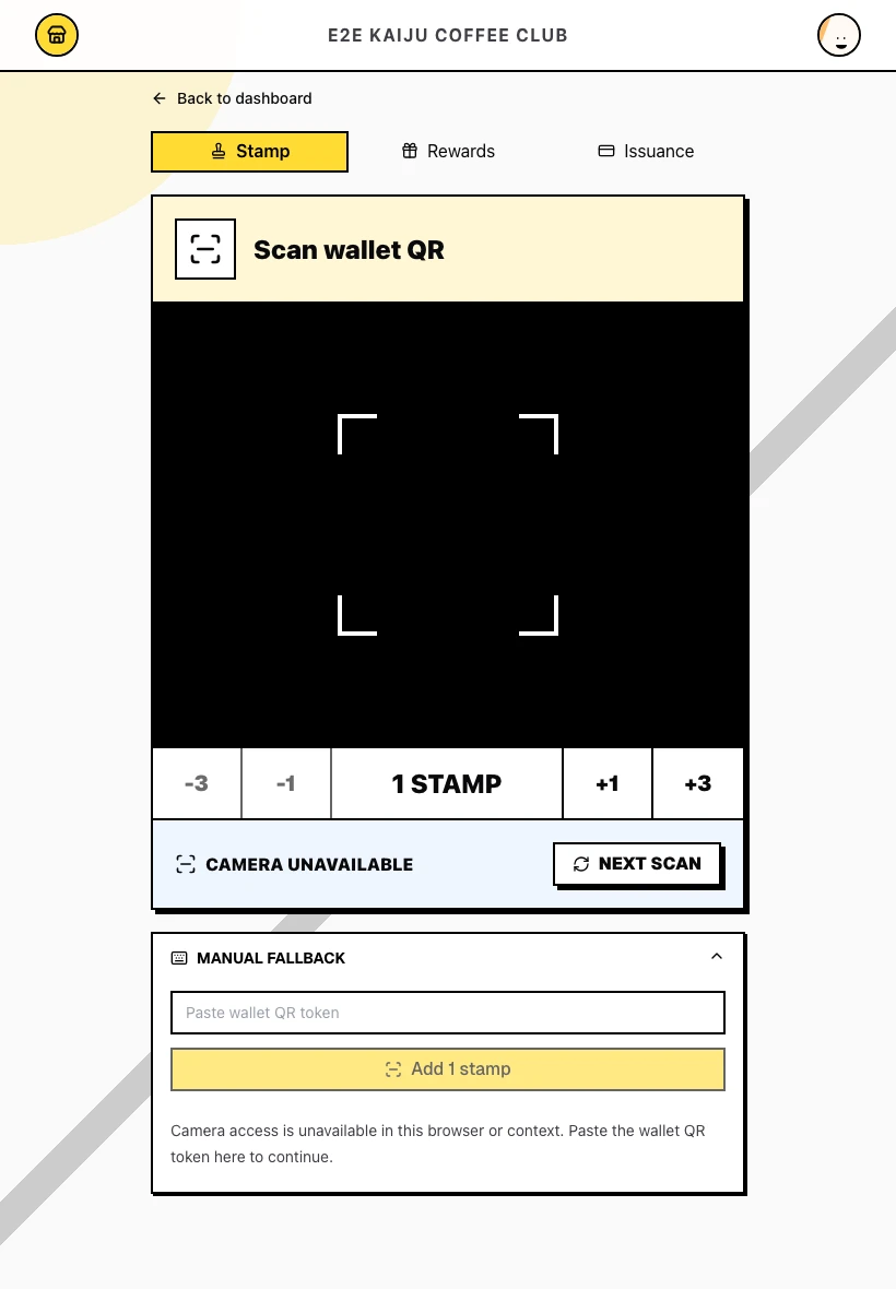 Stamp accrual scanner ready with amount selector